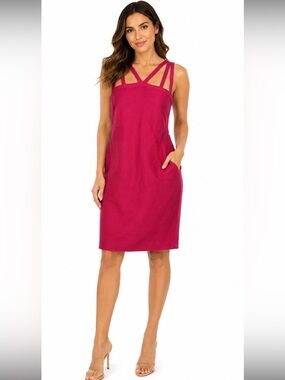 bebe Fuchsia Strappy Sheath Dress